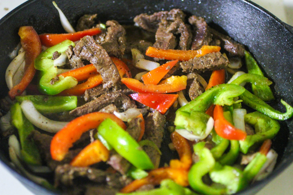 One Skillet Steak Fajitas