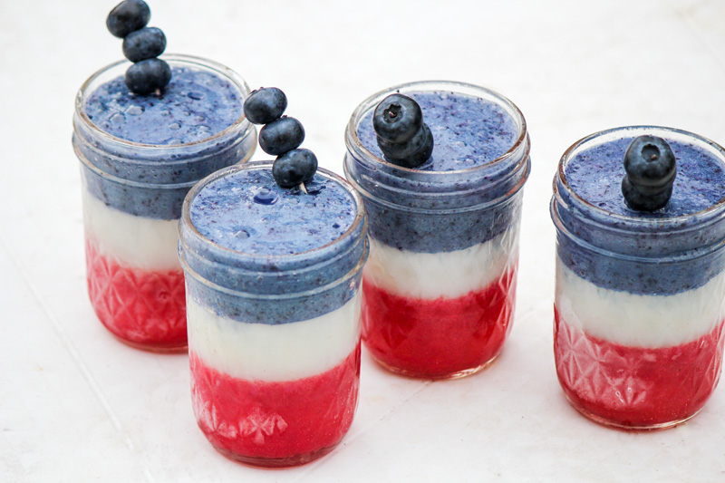 Patriotic Strawberry Blueberry Cream Smoothies