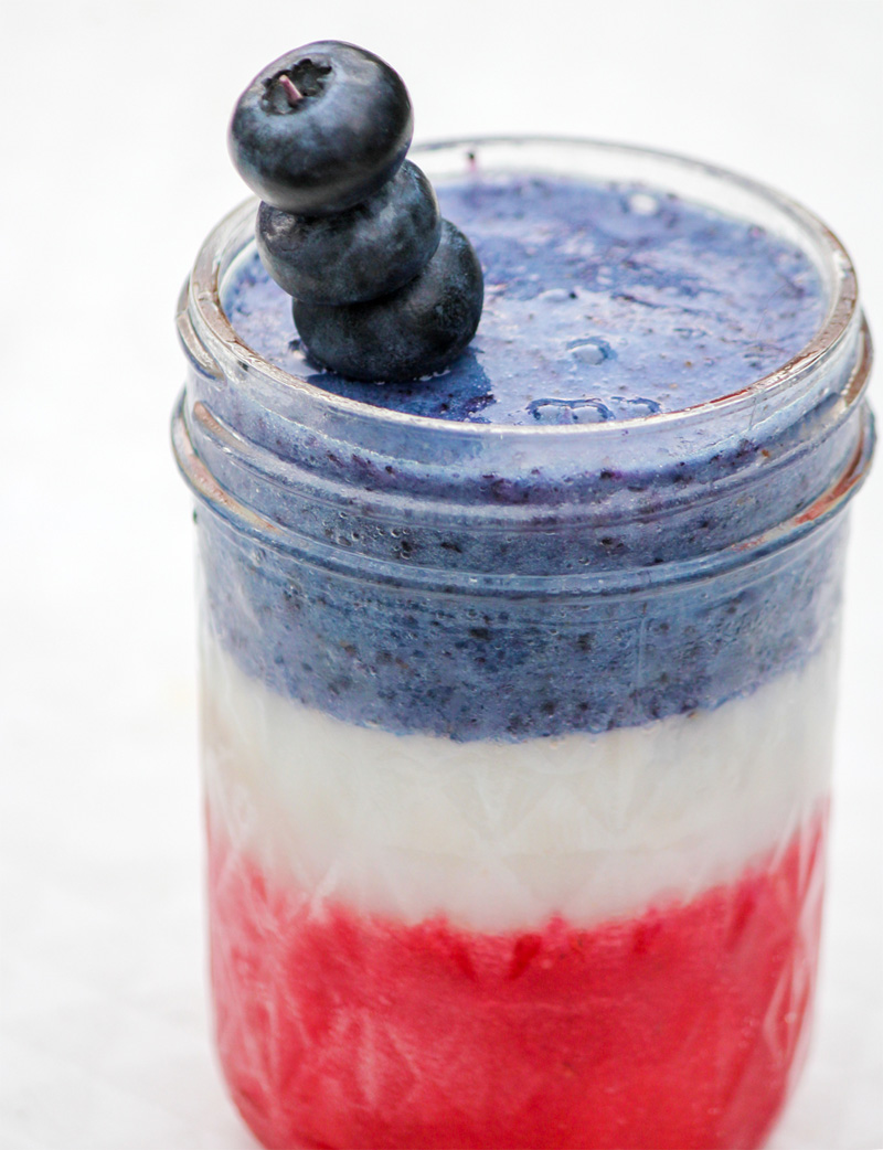 Patriotic Strawberry Blueberry Cream Smoothies