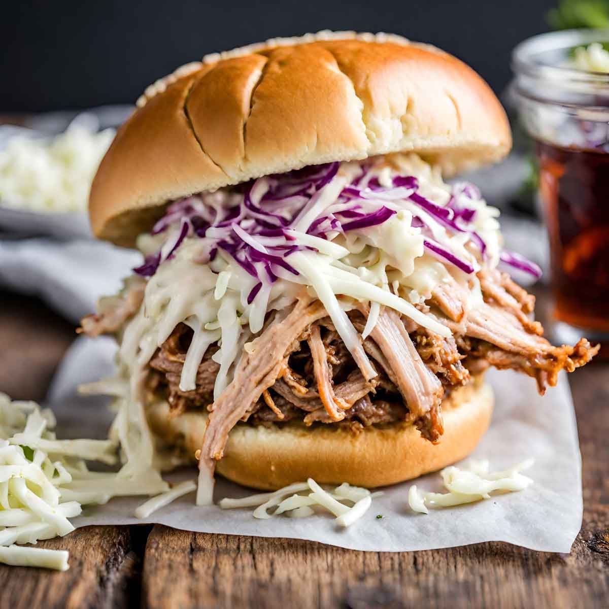 Paula Deen's Slow Cooker Pulled Pickled Pork Sandwiches
