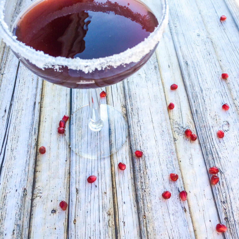 Pomegranate Margarita with Pomegranate Seeds Scattered