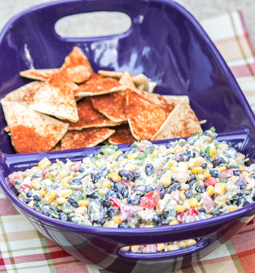 Potluck Corn Black Bean and Cilantro Salsa Dip for a Crowd