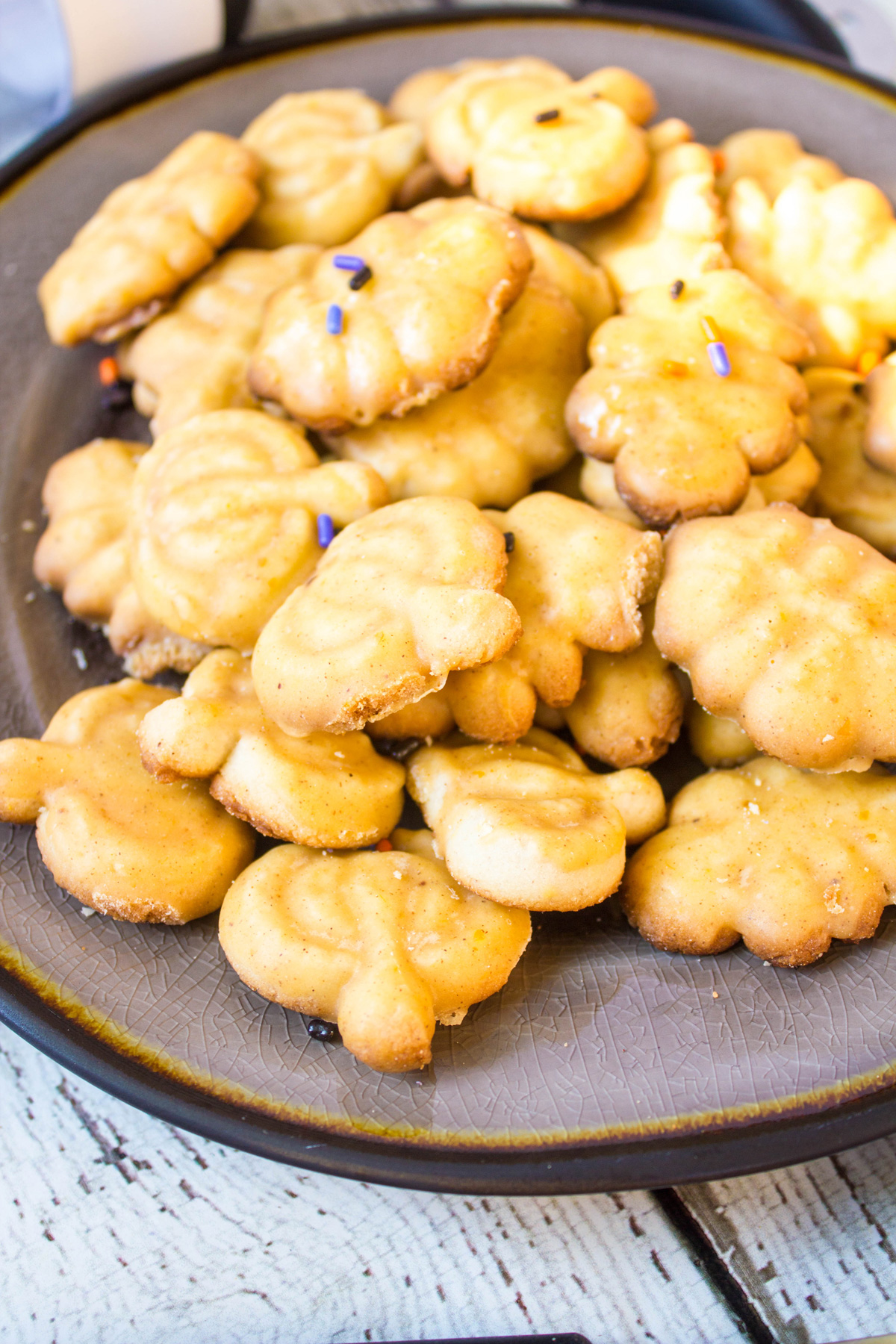 Pumpkin Spice Spritz Cookies with Pumpkin Spice Glaze
