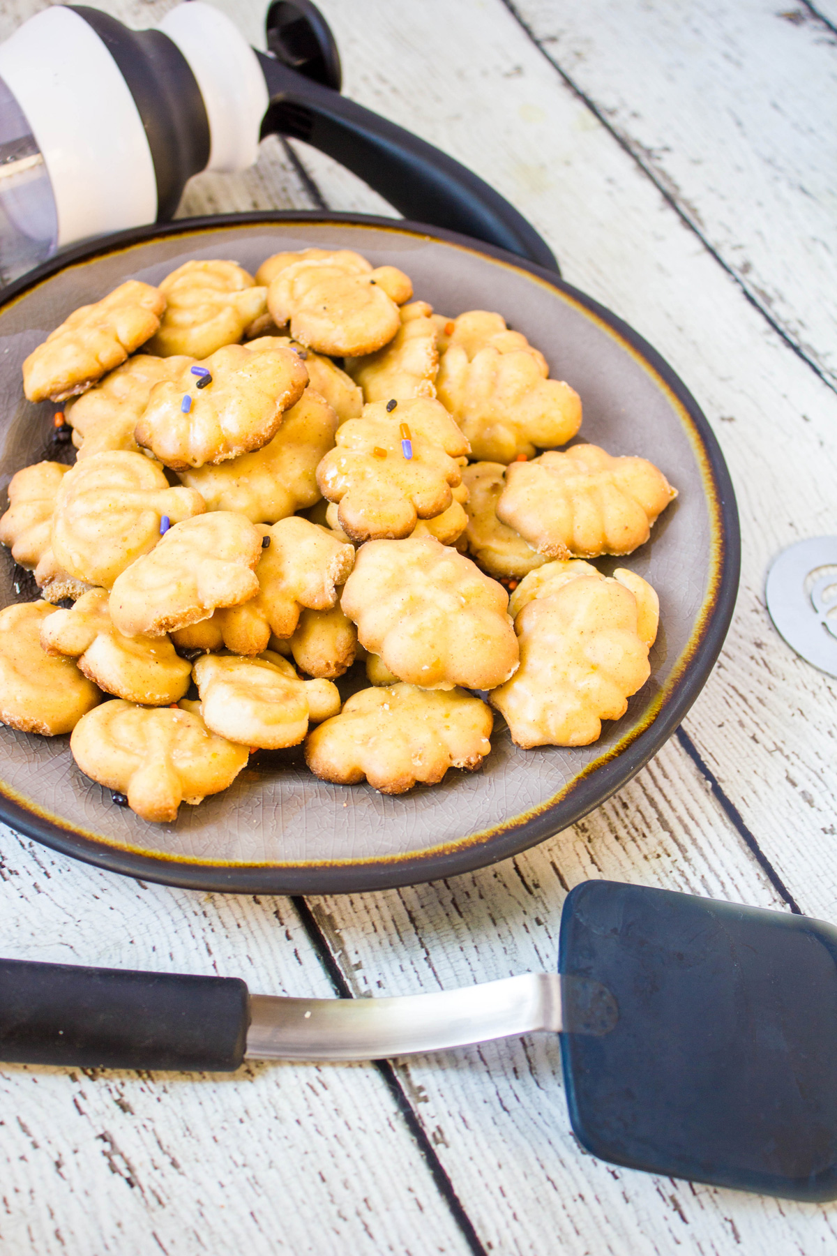 Pumpkin Spice Spritz Cookies with Pumpkin Spice Glaze