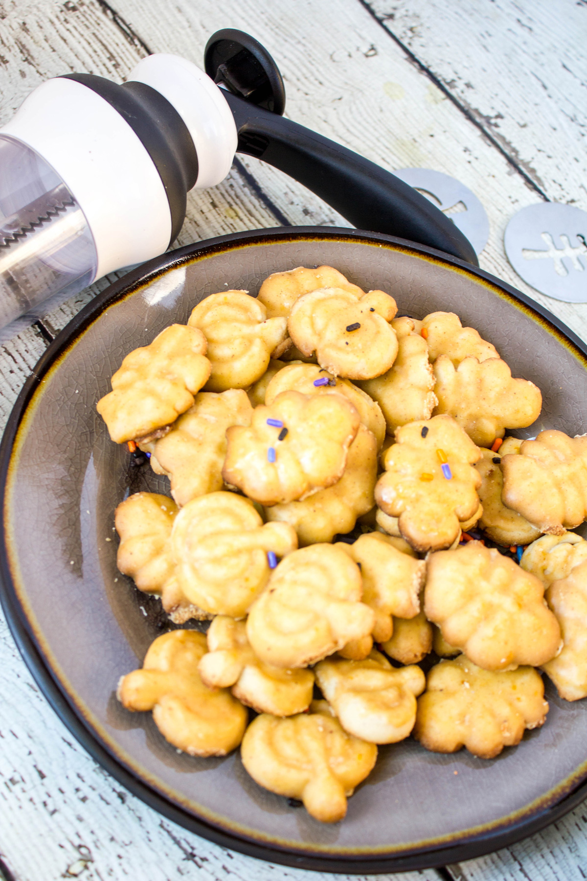 Pumpkin Spice Spritz Cookies with Pumpkin Spice Glaze