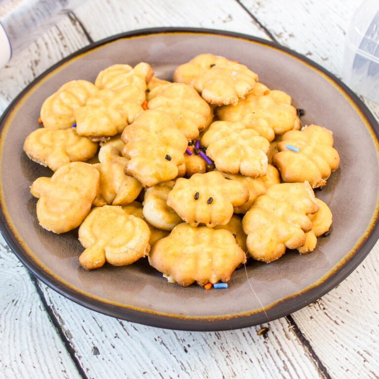 Pumpkin Spice Spritz Cookies with Pumpkin Spice Glaze