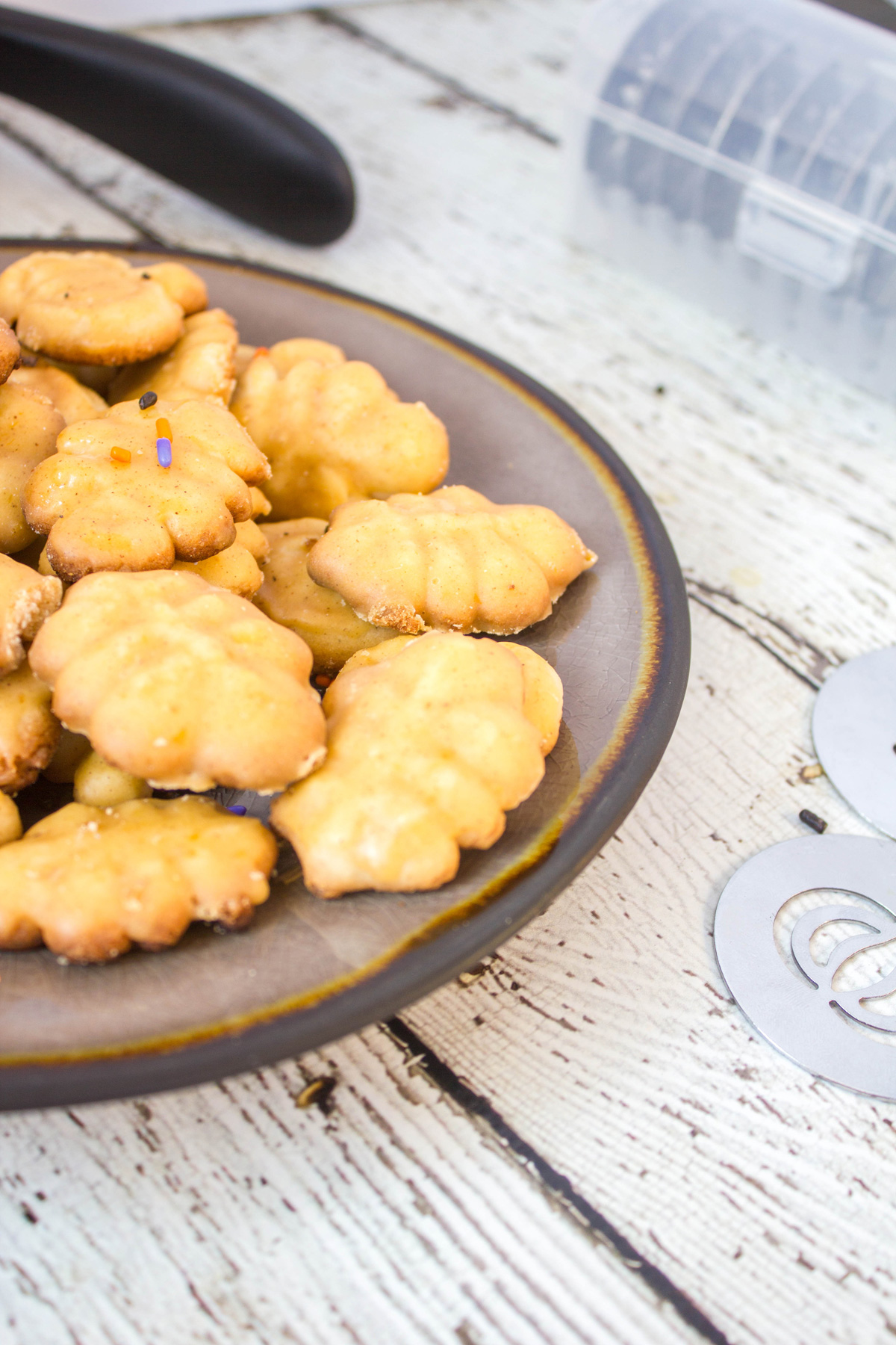 Pumpkin Spice Spritz Cookies with Pumpkin Spice Glaze