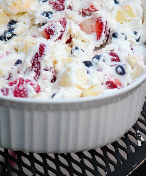 Patriotic Fruit Salad with Coconut Milk Whipped Cream