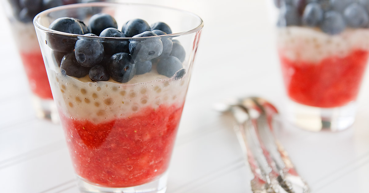 Strawberry-Blueberry Tapioca Parfaits | FatFree Vegan Kitchen