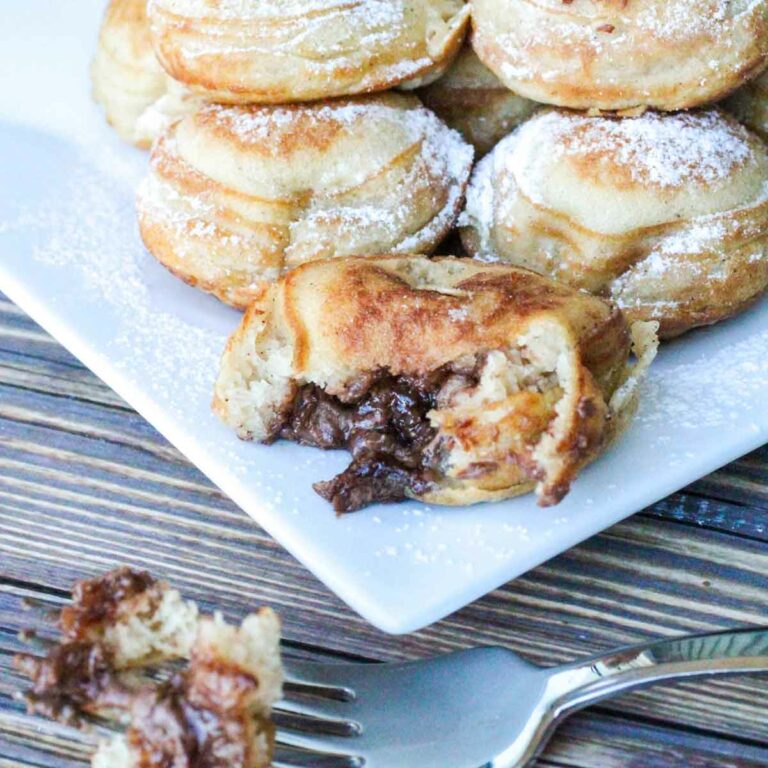 Reese's Banana Peanut Butter Chocolate Stuffed Ebelskivers Featured Image