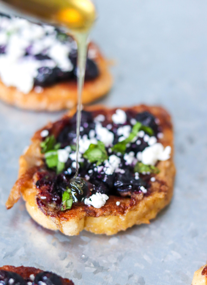 Roasted Blueberry French Toast Crostini