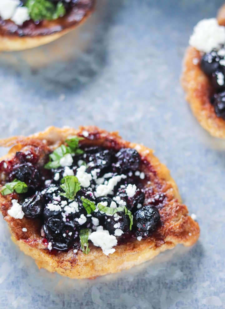 Roasted Blueberry French Toast Crostini