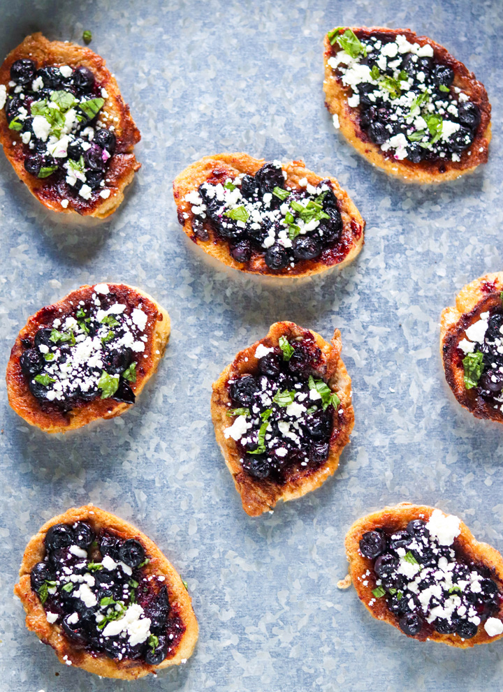 Roasted Blueberry French Toast Crostini