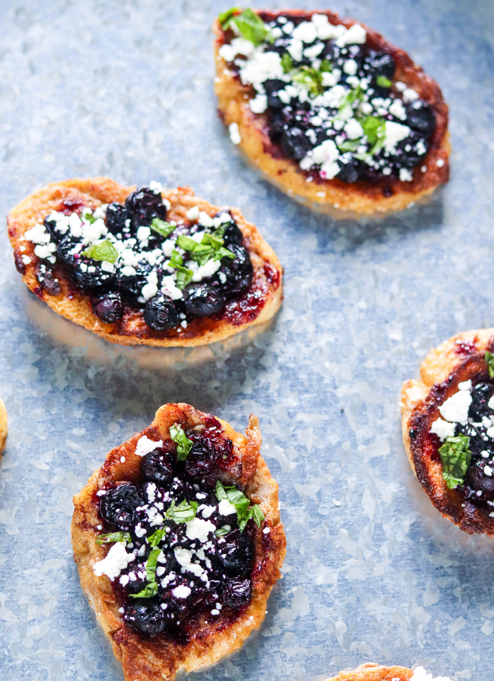 Roasted Blueberry French Toast Crostini