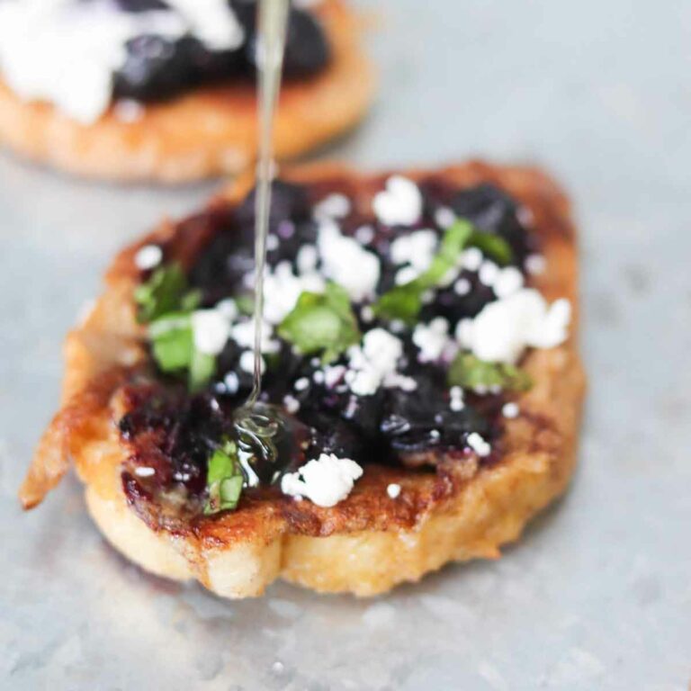Roasted Blueberry French Toast Crostini