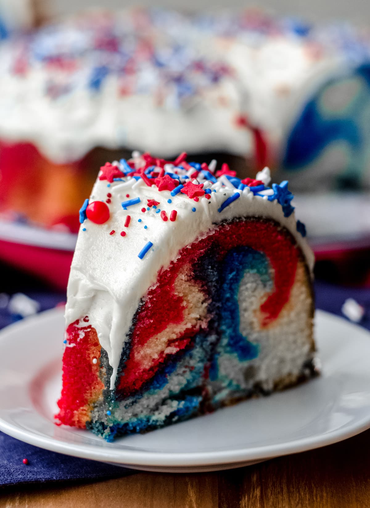 Red, White, & Blue Swirl Bundt Cake