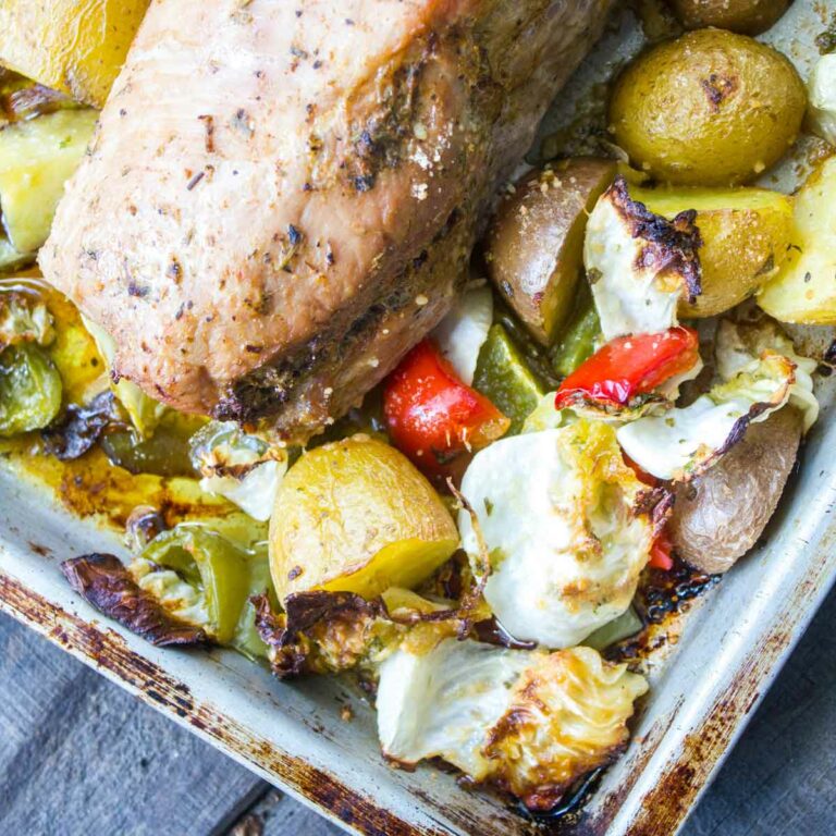 Sheet Pan Dinner - Garlic Herb Pork Roast and Veggies