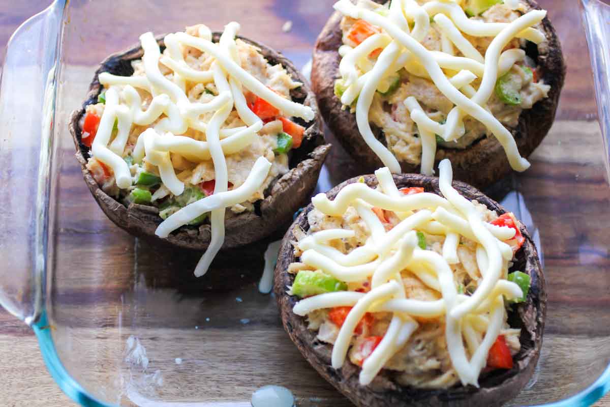 Step 7 Cheese topped Tuna Stuffed Portabella Caps