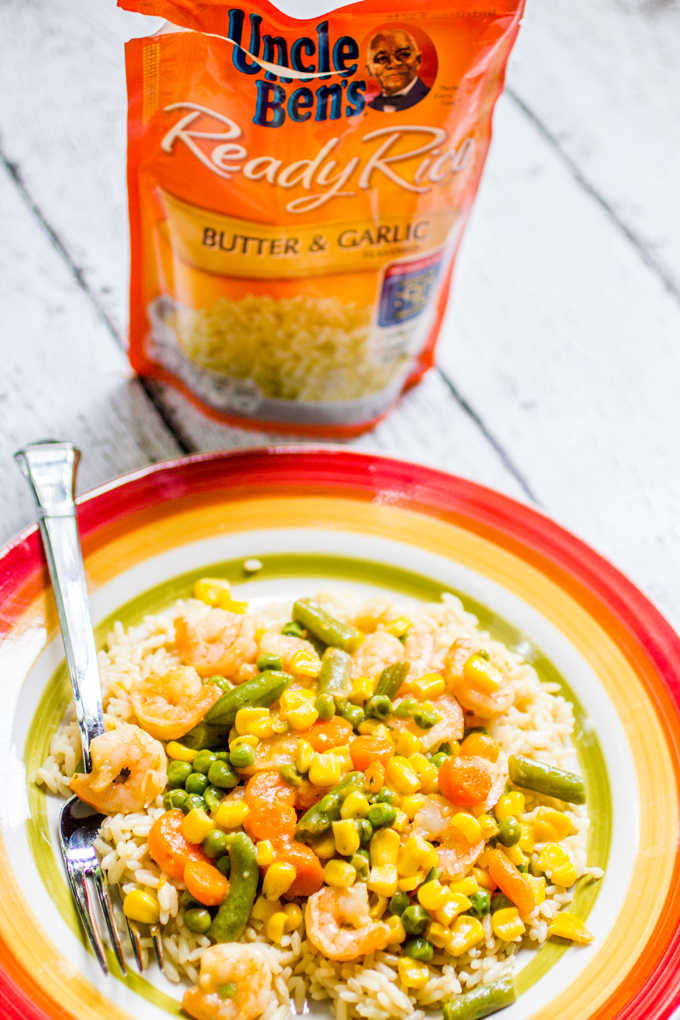 Kids in the Kitchen: Garlic Shrimp Veggies and Rice #BensBeginners