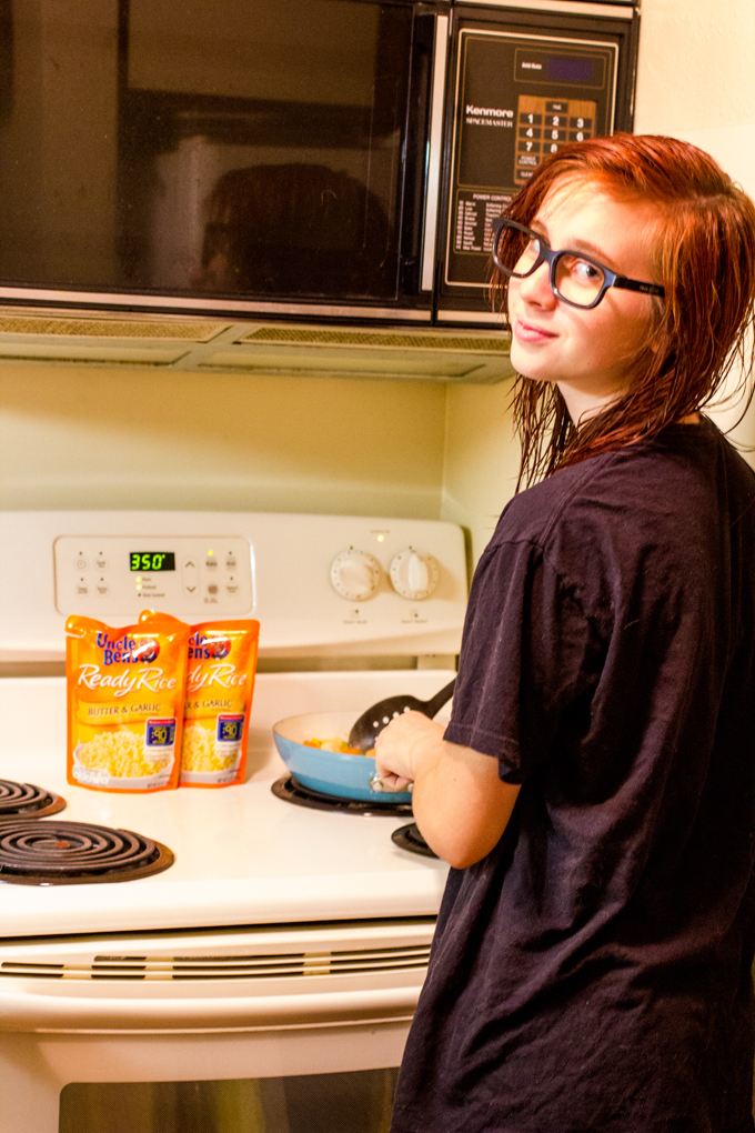 Kids in the Kitchen: Garlic Shrimp Veggies and Rice #BensBeginners