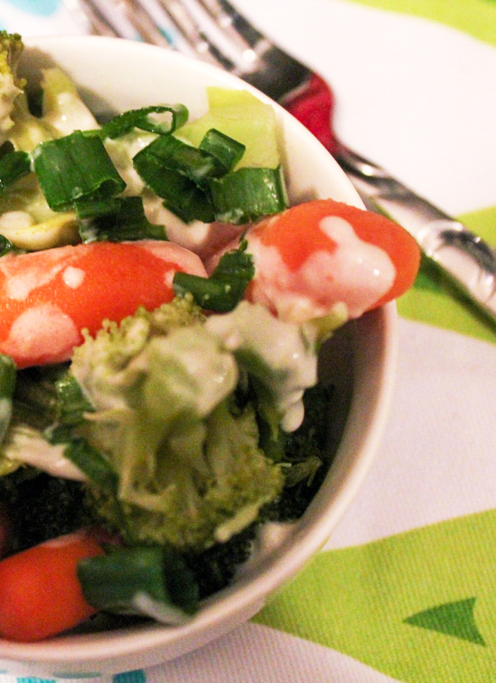 Veggies with a Creamy Garlic Parmesan Sauce
