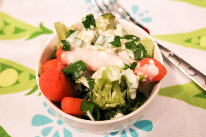 Veggies with a Creamy Garlic Parmesan Sauce