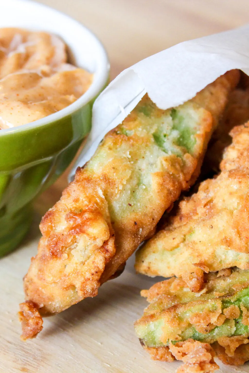 Avocado Fries with Garlic Lime Chili Aioli